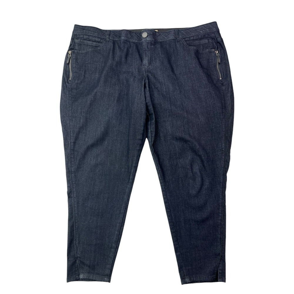 Democracy Jeans Womens Plus 24W Dark Wash‎ Ankle High-Rise Stretch Zip Details